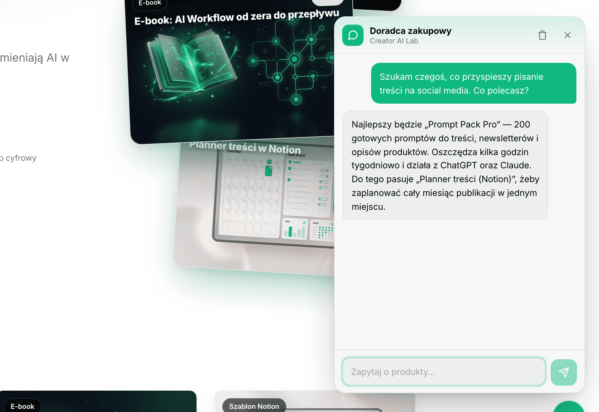 AI doradca w sklepie odpowiada kupującemu